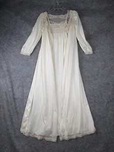 Miss Elaine Peignoir Robe nightgown & Dress Women S Ivory BUTTER SOFT Nylon Lace - Picture 1 of 24