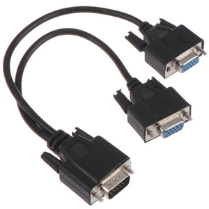 15Pin VGA Male to 2 VGA SVGA Female Adapter Splitter Video Monitor CabE LZ - Afbeelding 1 van 12