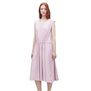COS Womens Light Pink Sleeveless Drawstring Quiet Luxury Midi Dress Large - Picture 1 of 13