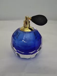 Perfume Bottle Atomizer Blue Glass HEAVY BEAUTIFUL Good Quality - Picture 1 of 14