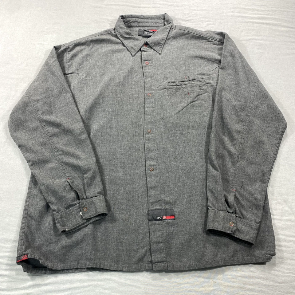 VINTAGE Split Shirt Mens XL Gray Snap Button Up Skateboarding Surf Y2K Adult * - Image 1 of 4