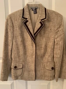 Chaqueta Blazer Seda Mujer’s 10 Marrón Tostado Cápsula Recortada Oficina Academia - Imagen 1 de 6