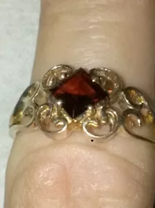 Anillo granate rojo talla-7 - Imagen 1 de 4