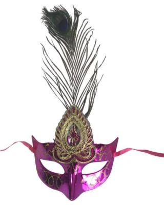 Roman Peacock Feather Venetian Halloween Costume Party Masquerade Shiny Mask - Image 1 of 4