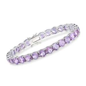 Ross-Simons 20.00 ct. t.w. Amethyst Tennis Bracelet in Sterling Silver. 7 inches - Picture 1 of 3