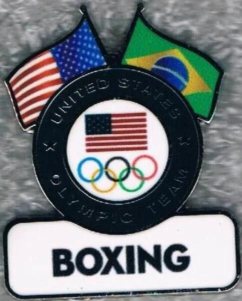 Rare 2016 Rio Dual Flags USA USOC Olympic Boxing Team NOC Sports Pin - Image 1 of 1
