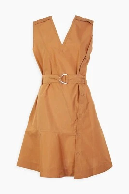 3.1 Phillip Lim Women's Sleeveless Cotton Poplin Brown Belted Dress Size S - Image 1 of 4