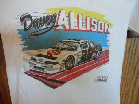 Vtg 80's RP Sportswear #28 Davey Allison NASCAR Thunderbird T- Shirt Youth Sz M Cover