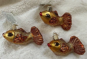Alte Welt Weihnachtsschmuck anmutige Goldfische 3er Set - NEU! - Bild 1 von 4