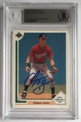 CHIPPER JONES RC ROOKIE SIGNED AUTO AUTOGRAPHED 1991 UPPERDECK ATLANTA BRAVES - Image 1 of 2