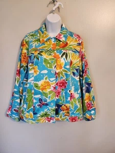 Chaqueta Laura Ashley Brillante Colorida Tropical Floral Lentejuelas Mujer Mediana - Imagen 1 de 7