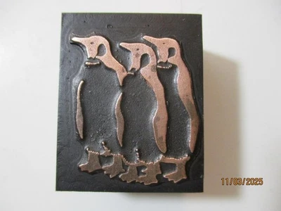 Printing Letterpress Printer Type Block Penguins Print Cut - Image 1 of 4