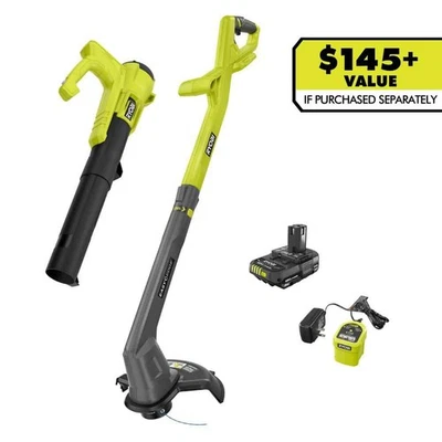 ONE+ 18V Cordless String Trimmer/Edger and Blower/Sweeper Combo Kit (2-Tools) Ah - Image 1 of 4