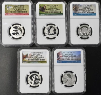 2015-S Silver National Park Quarter Set - NGC PF70 Ultra Cameo ER - ✪COINGIANTS✪ - Image 1 of 2