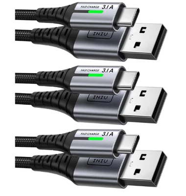 Cavo Type-C a USB QC3.0 5,4A Ricarica Rapida1m Nylon Intrecciato X iOS e Android - Immagine 1 di 4