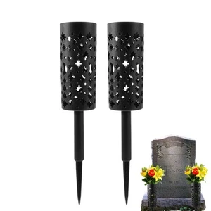 Cemetery Vases With Spikes 2X Grave Flower Holder Stake Sturdy Metal Well Made - Picture 1 of 11