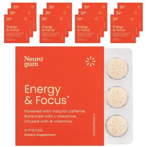 108 Pieces (12 Packs) Neuro Gum ENERGY & FOCUS w/ L-Theanine CINNAMON EXP. 09/25 - Picture 1 of 1