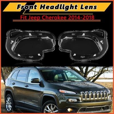 Left+Right Front Headlight Lens HeadLamp Cover Shell For Jeep Cherokee 2014-2018 Foto 1 de 4