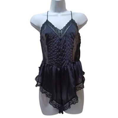 VTG Gilead Teddy Bodysuit Lingerie Black Lace Womens L Made in USA Romantic - Image 1 of 4