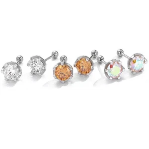 0.6-4cttw Colorful Moissanite Solitaire Earrings Screw Back 925 Sterling Silver - Picture 1 of 32