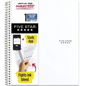 Mead Five Star Wirebound Notebook, 1 Subject, College Ruled, 11" x 8 1/2" , - Picture 1 of 6