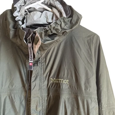 Chaqueta para hombre Marmot 79448 verde oliva cremallera completa con capucha cortavientos grande Foto 1 de 4