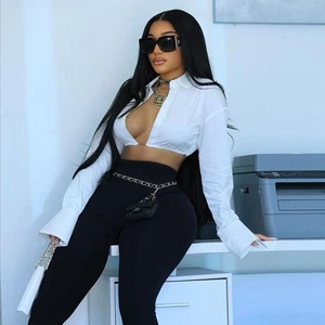 New Sexy Trend Crop Top Long Sleeve Summer Cardigan Shirt Polo Neck - Picture 1 of 6