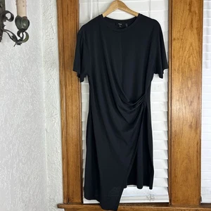 THEORY Clinton Knit Side Knot Mini Tee Dress Black Size XL  - Picture 1 of 18