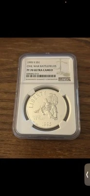 1995 S Civil War Battlefield Commemorative Proof Silver One Dollar Coin NGC PF70 - Image 1 of 2