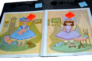 Decoupage HAZEL PEARSON Prints GIRLS BONNET TEA PARTY BABY CARRIAGE Crafts Vtg - Imagen 1 de 2