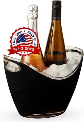 Cubo moderno para vino y champán, enfriador de vino y champán, color negro NUEVO. Foto 1 de 4