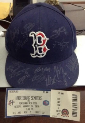 Sombrero autografiado Portland Sea Dogs Boston Red Sox 2010 con Anthony Rizzo Foto 1 de 4