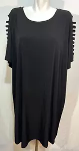 Michael Kors Women Black Dress 3X Plus Size Ladder Open Sleeve New NWT - Picture 1 of 9