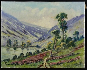 Antikes Öl auf Leinwand / Landschaft signiert Wald unten links Frankreich - Bild 1 von 7