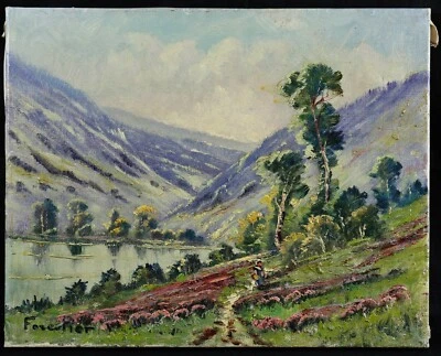 Antica Olio su Tela / Paesaggio Firmato Forestale Basso Sinistra Francia - Bild 1 von 4