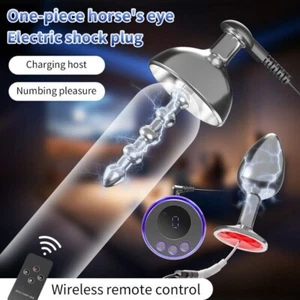 Stainless Steel Male Electric Urethra Dilator Penis Plug Anal Butt Plug E-Stim - Picture 1 of 30