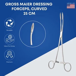 Gross Maier Dressing Forceps 25 cm Curved Stainless Steel Surgical Instruments - Imagen 1 de 2