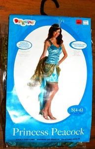 Prinzessin Pfau Halloween Kostüm von Verkleidung Erwachsene Größe Small 4-6 NEU 3-teilig - Bild 1 von 4