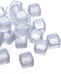 PINSUKO Reusable Plastic Ice Cubes (Pack of 20 White)