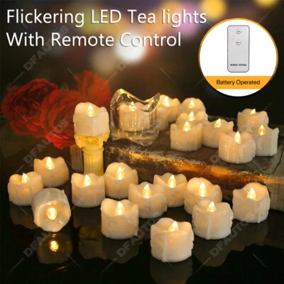 12Pack Flameless LED Tea Light Votive Candles w/ Remote Control Battery Operated - Image 1 of 4