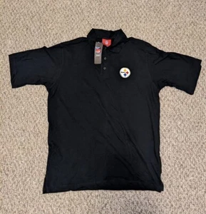 Pittsburgh Steelers Polo Shirt NFL Men's Majestics Large Black Authentic - Picture 1 of 3