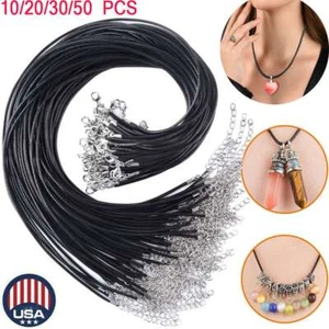 10-50pcs 19" Necklace Waxed Cord Chain Braided Rope for Jewelry Making w/ Clasps - Picture 1 of 12