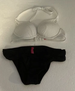 Victoria Secret two pcs. bathing suit black and white Small and 34A bra - Picture 1 of 7