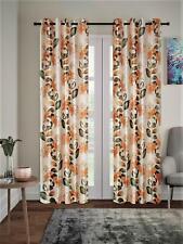 2 Pcs Creeper Floral Orange Eyelet Ringtop Door Window Curtains Set 5 Feet