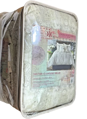 Tracy Porter Twin/TwinXL Mini Comforter Set Gigi Back To College Neutral Cotton - Image 1 of 4
