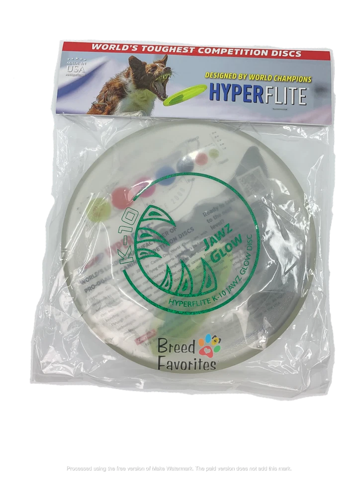 Hyperflite Glow in the Dark JAWZ Dog Frisbee Disc Large 8 3/4" - Image 1 of 2