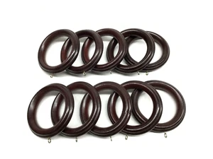 PACK OF TEN - styled Curtain Rings For 3” Wood Pole for Window Drapes - MAHOGANY - Picture 1 of 8