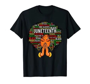EE. UU. Juneteenth Melanin Negro Mujer Cabello Natural Afro Palabra Arte Camiseta - Imagen 1 de 1