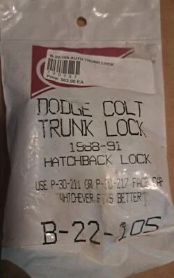 NEW ASP B-22-105  DODGE COLT 1988-1991 TRUNK LOCK HATCHBACK LOCK with 2 KEYS Foto 1 de 3
