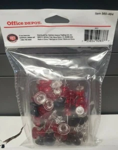 2 packs Office Depot Push Pins, Clear/Black/Read, 50 Count per pack(100 pins) - Picture 1 of 3